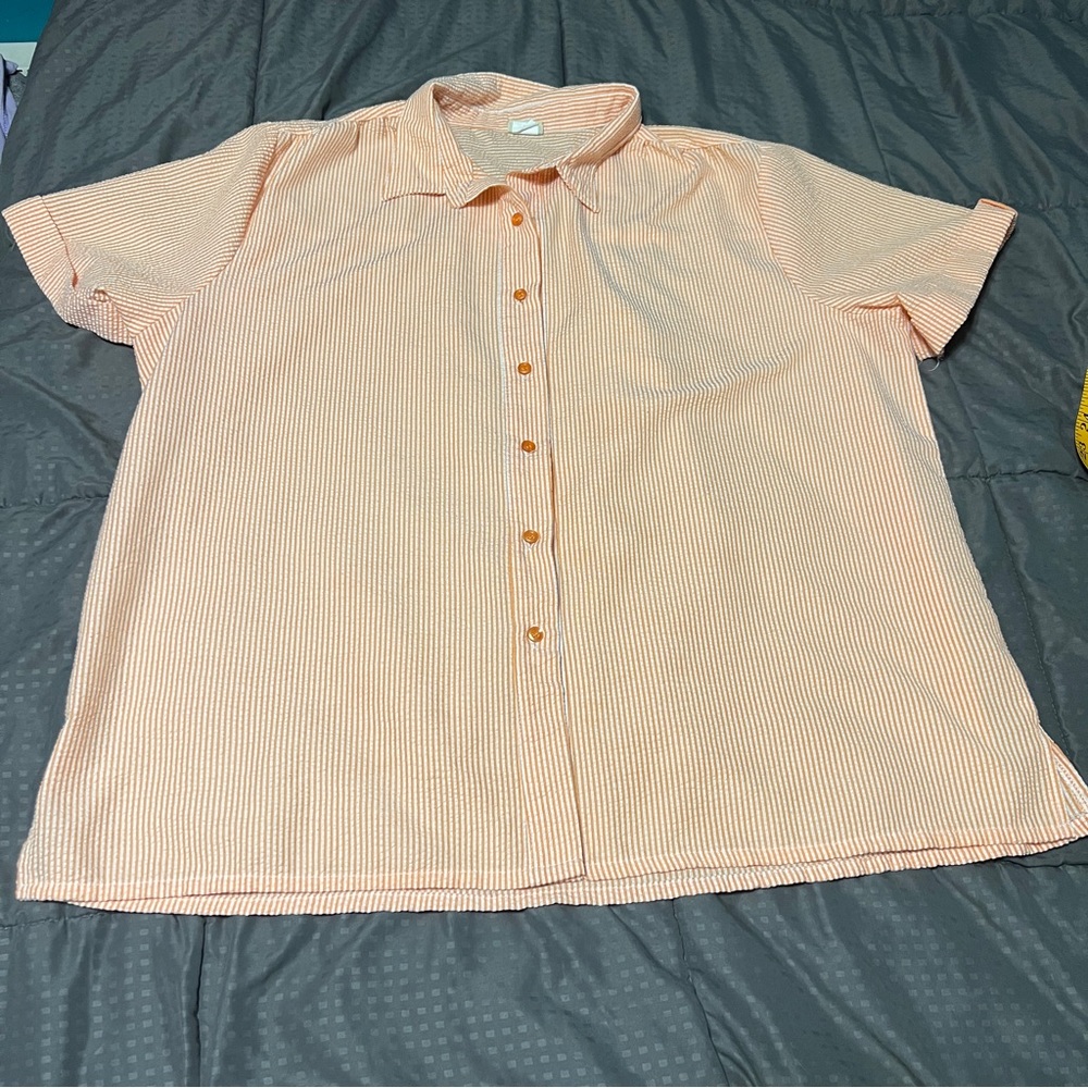 bocabay Polyester button down shirt Peach White Striped size xx 2x